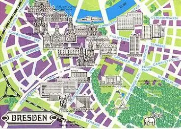Dresden Landkarten AK mit Stadtplan *ca. 1975