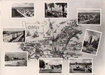 Rostock Landkarte mit Ostsee o 6.6.1963