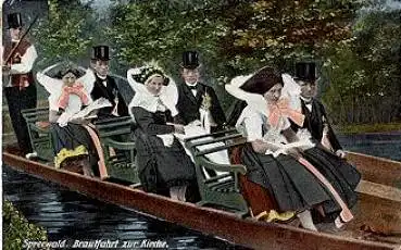 Spreewald Trachten Brautfahrt zur Kirche o 10.3.1918