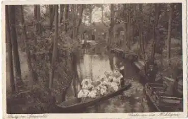 03096 Spreewald Trachten Partie an der Mühlspree *ca. 1920