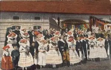 Spreewald Trachten Hochzeitsgesellschaft gebr. ca. 1910