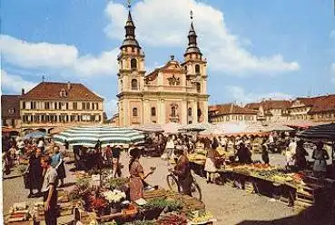 71600 Ludwigsburg Markt und ev. Stadtkirche, gebr. ca. 1970