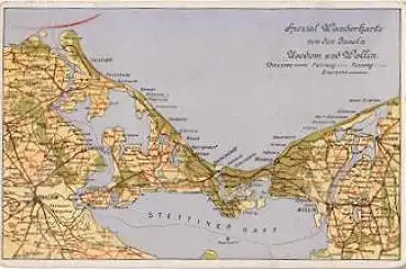 17389 Usedom Spezial-Wanderkarte von Usedom und Wollin * ca. 1930