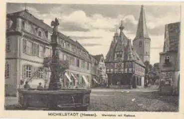64720 Michelstadt, Marktplatz mit Rathaus, * ca. 1930