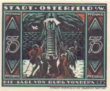 46197 Osterfeld, Städtenotgeld, Wert 75 Pfennige, Sage von Burg Vondern, Nr. 7, 1921
