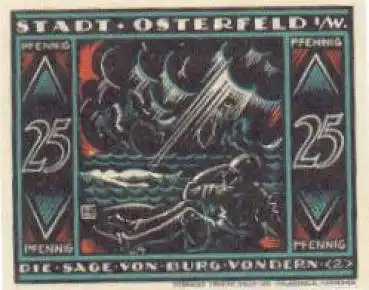 46197 Osterfeld, Städtenotgeld, Wert 25 Pfennige, Sage von Burg Vondern, Nr. 2, 1921
