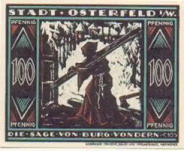 46197 Osterfeld, Städtenotgeld, Wert 100 Pfennige, Sage von Burg Vondern, Nr. 10, 1921