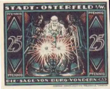 46197 Osterfeld, Städtenotgeld, Wert 25 Pfennige, Sage von Burg Vondern, Nr. 3, 1921