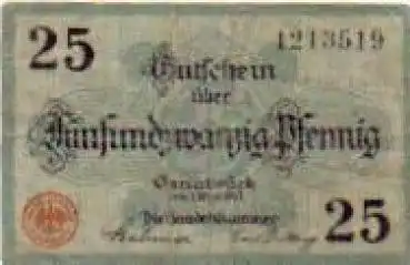Osnabrück Städtenotgeld Wert 25 Pfennige 1917