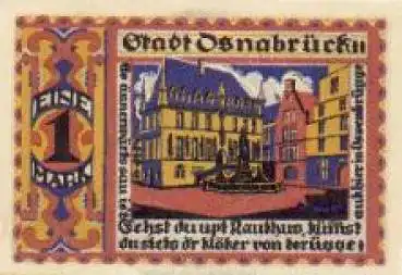 Osnabrück Städtenotgeld Wert 1 Mark Rathaus 1921
