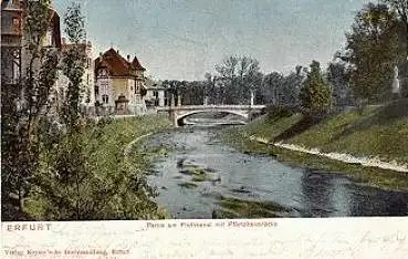 Erfurt am Fluthkanal mit Pförtchenbrücke gebr. ca. 1900