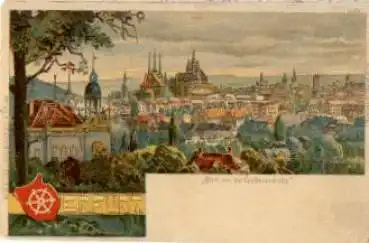 Erfurt von der Grolmannshöhe Künstlerkarte P. Geissler *ca. 1900