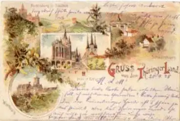 Erfurt Gruss aus dem Thüringer Wald Litho o 29.9.1898