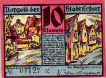 Erfurt Städtenotgeld Wert 10 Pfennige 1920