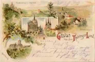 Erfurt Gruss aus dem Thüringer Land Litho o 7.7.1903
