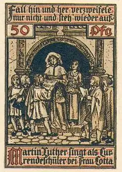 Eisenach Städtenotgeld 50 Pf Martin Luther singt bei Frau Cotta 1921