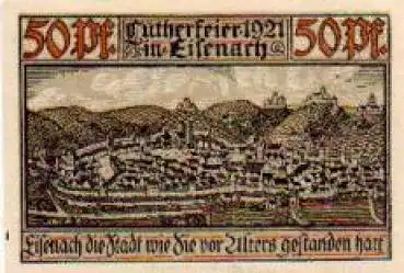 Eisenach, Städtenotgeld, Wert 50 Pfennige, Totalansicht, 1921