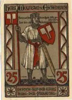 Eisenach, Städtenotgeld, Wert 25 Pfennige, Herr Wolfram v. Eschenbach, 1921