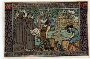 99885 Ohrdruf Städtenotgeld Wert 50 Pfennige Bonifatius baut Kirche 1921