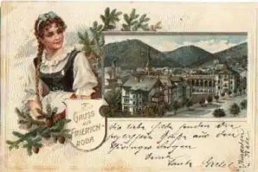 99894 Friedrichroda Gruss aus ...Prägekarte mit Tracht o 3.7.1901