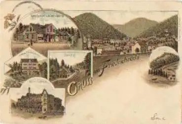 99894 Friedrichroda Farblitho Bahnhof o 1.3.1902