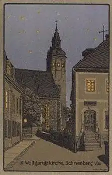 08289 Schneeberg St. Wolfgangskirche, Künstlerkarte * ca. 1910
