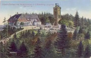 08309 Auersberg, Unterkunftshaus Aussichtsturm gebr. ca. 1910