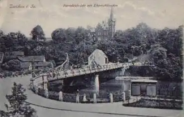 Zwickau Paradiesbrücke mit Ebertschlösschen o 27.1.1918