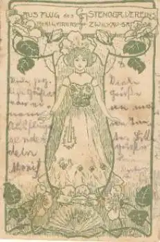 Zwickau Sachsen Ausflug Realgymnasium Stenografischer Verein Jugendstil o 30.3.1903