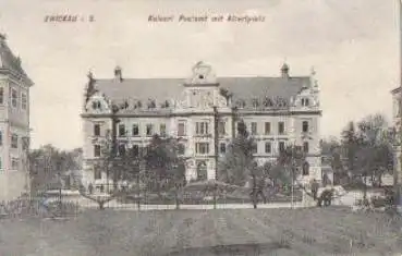 Zwickau Sachsen Kaiserliches Postamt mit Albertplatz o 1909