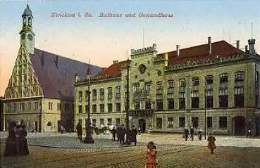 Zwickau Rathaus und Gewandhaus * ca. 1910