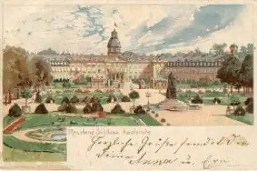 Karlsruhe Residenz-Schloss Künstlerkarte Heinrich Kley o 5.6.1899