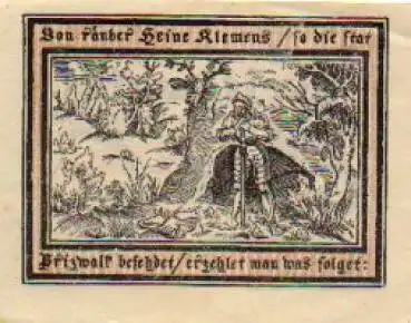 16928 Pritzwalk Städtenotgeld Räuber Heine wird erzählt * 1922