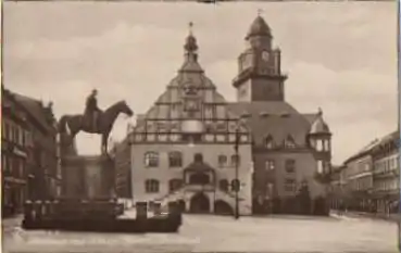 Plauen Rathaus und König-Albert-Denkmal gebr. 24.7.1927