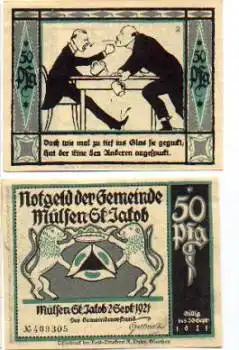 08132 Mülsen Städtenotgeld 50 Pfennige Trunkenheit Nr. 2 1921