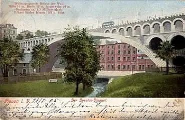 08523 Plauen Der Syratal-Viaduct, Straßenbahn, Brücke, o 26.5.1905