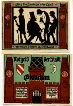 08371 Glauchau Städtenotgeld Wert 50 Pfennige Eule 1921