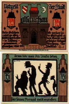 08371 Glauchau Städtenotgeld Wert 75 Pfennige Nr. 3 1921