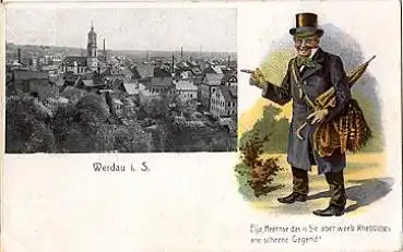 08412 Werdau mit Wanderer * ca. 1910