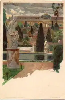 Potsdam Sanssouci Künstlerkarte Heinrich Kley *ca. 1900