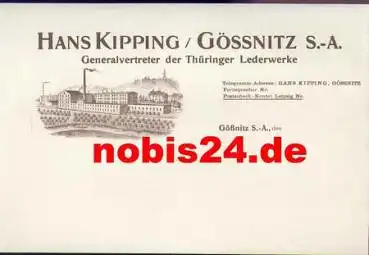 04639 Gössnitz Briefkopf Thüringer Lederwerk Hans Kipping ca.1930
