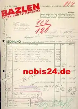 72555 Metzingen Bazlen Seifen- u. Chem. Fabrik Rechnung vom 11.07.1925
