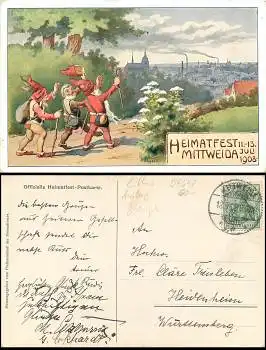 09648 Mittweida Litho Heimatfest 1908 P.Beyer Zwerge