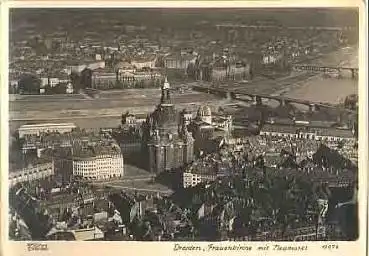 Dresden Frauenkirche mit Neumarkt *ca.1950 Hahn-Foto 12972