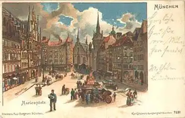 München Marienplatz Künstlerkarte Heinisch o 1898