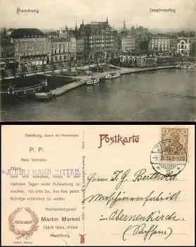 Hamburg Jungfernstieg Vertreter-AK Firma Martin Merkel o 9.2.1914