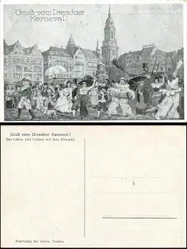 Dresden Altmarkt Karneval Festumzug Künstlerkarte K. Walther * ca.1920