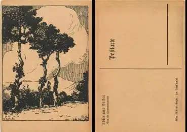 Wandervögel Adler und Falken Künstlerkarte Wilhelm Kotzde im Dreisamtal *ca.1920