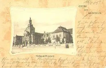 München National Museum Jugendstilkarte gebr. 1905