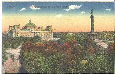 Berlin Reichstag mit Siegessäule gebr. 1920
